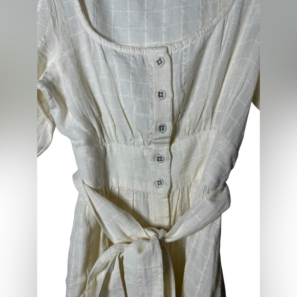 Billabong Ivory Button Front Mini‎ Dress Women’s Small Short Sleeve Tie Waist - Picture 4 of 9